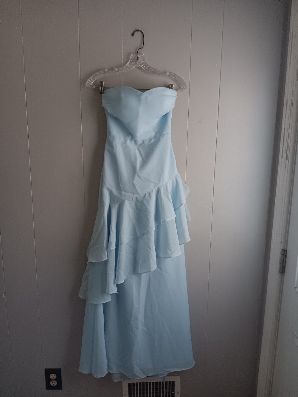 No Brand Strapless Light Blue Ruffle Evening Dress Size S
